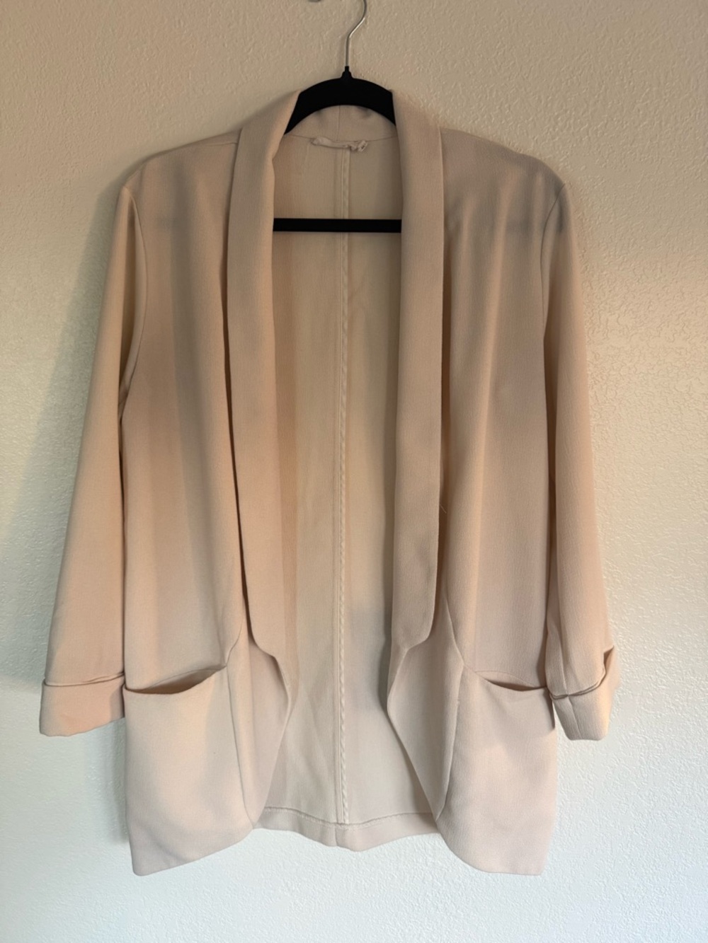 Lush Open-Front Shawl Collar Blazer in Cream Size S